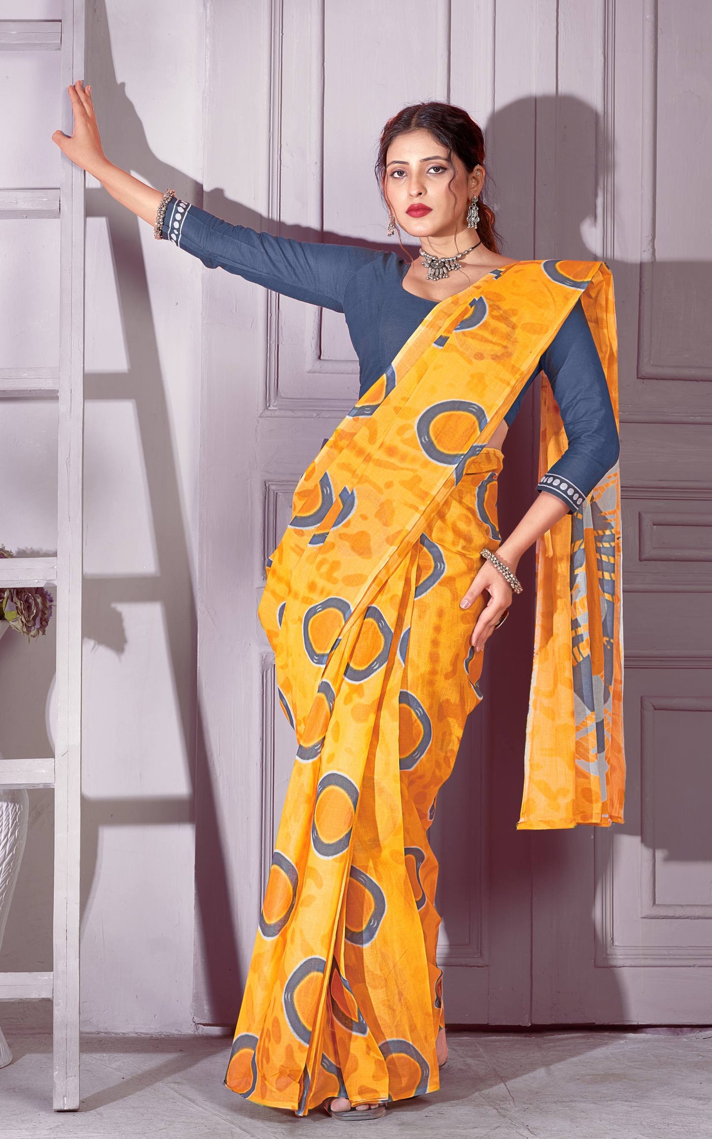 Ready To Wear Handicraft Women's Ikat Pure soft Cotton Saree With Blouse Piece