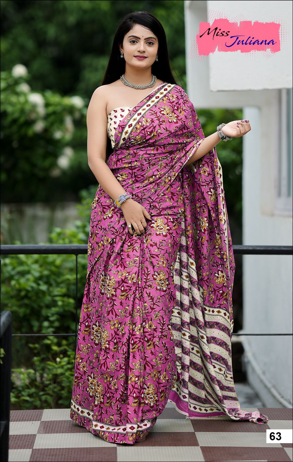 Handicraft Ladies Ikat Print Pure soft Cotton Sari With Blouse Piece