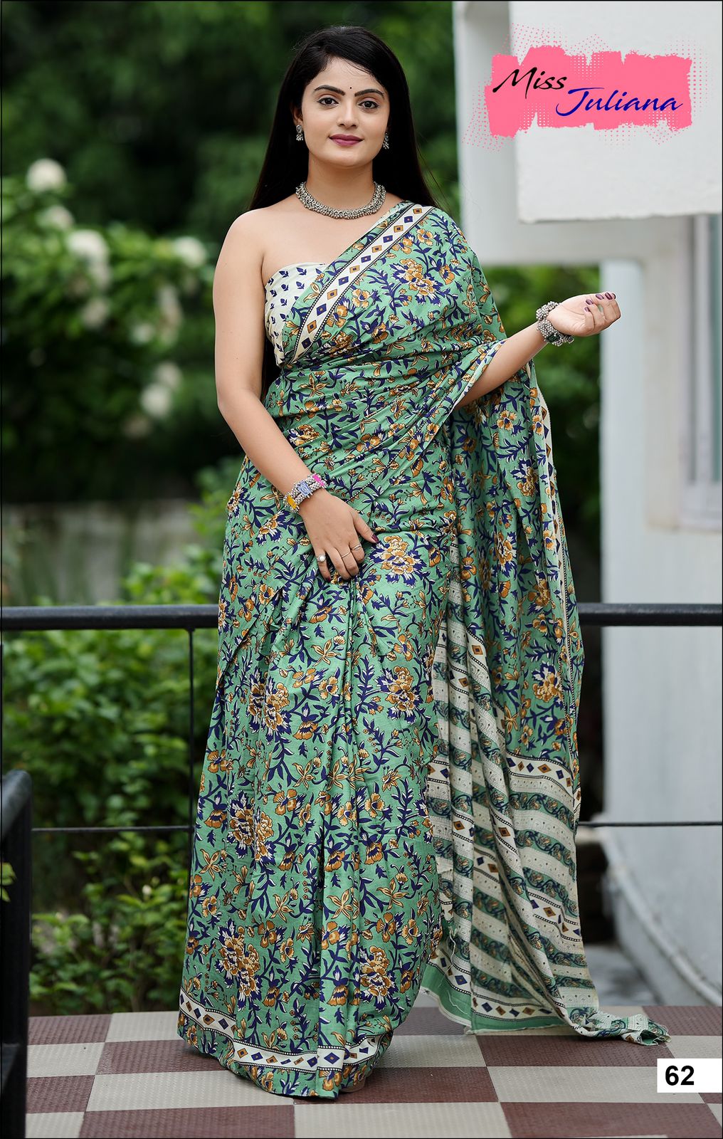 Handicraft Ladies Ikat Print Pure soft Cotton Sari With Blouse Piece
