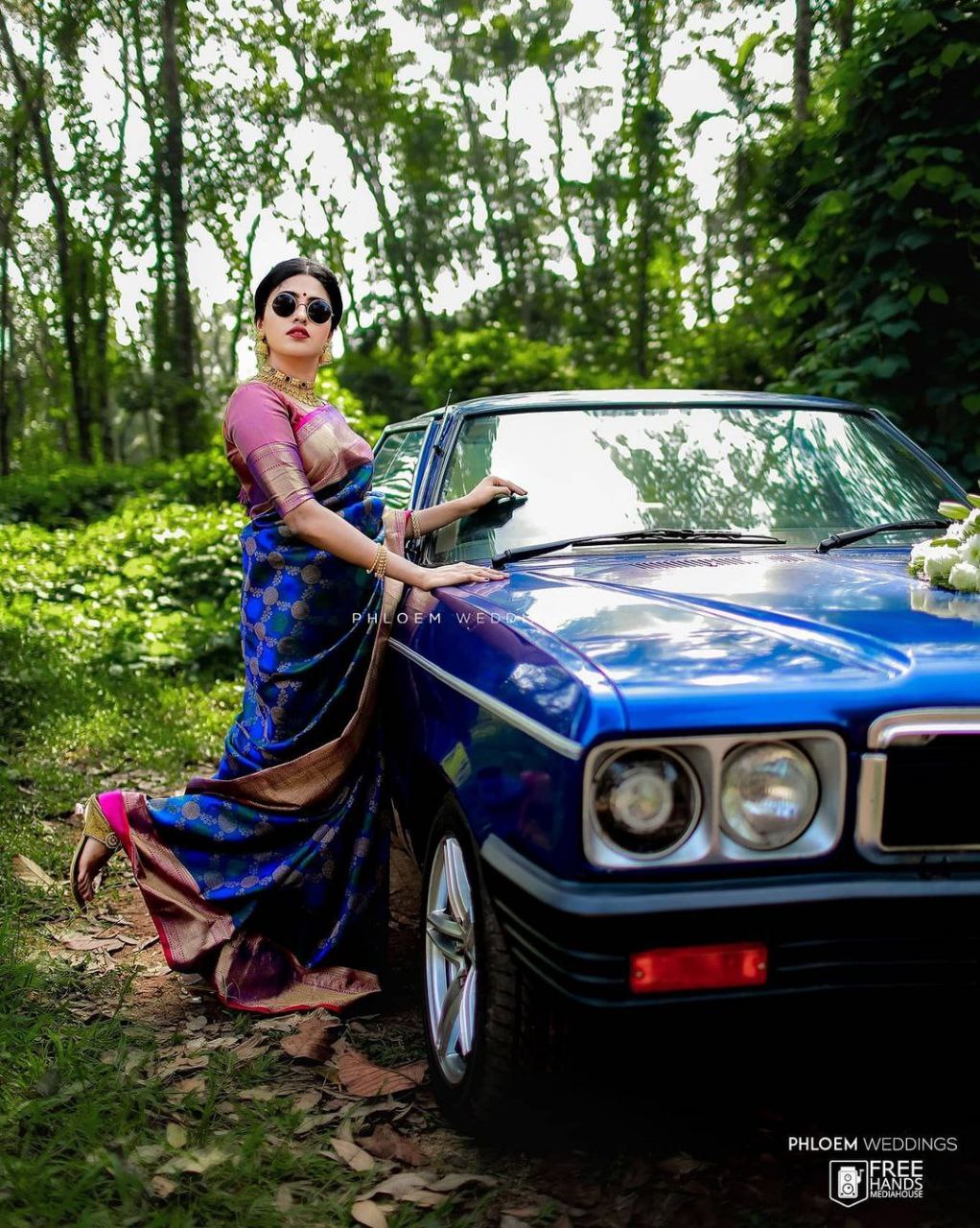 BLUE Banarasi zari woven SOFT SILK SAREE