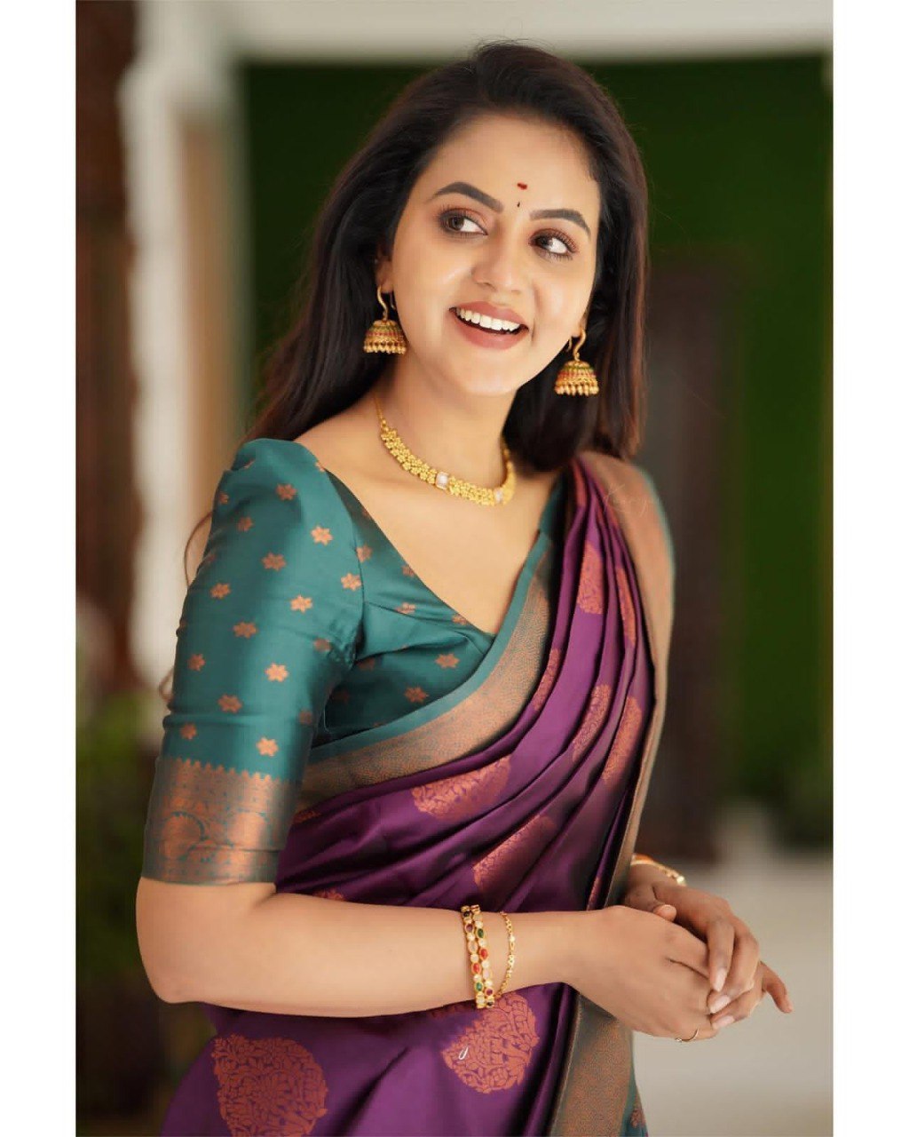 WINE Banarasi zari woven Silk Saree