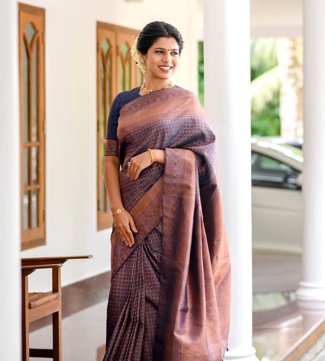 Banarasi woven silk navy blue SAREE