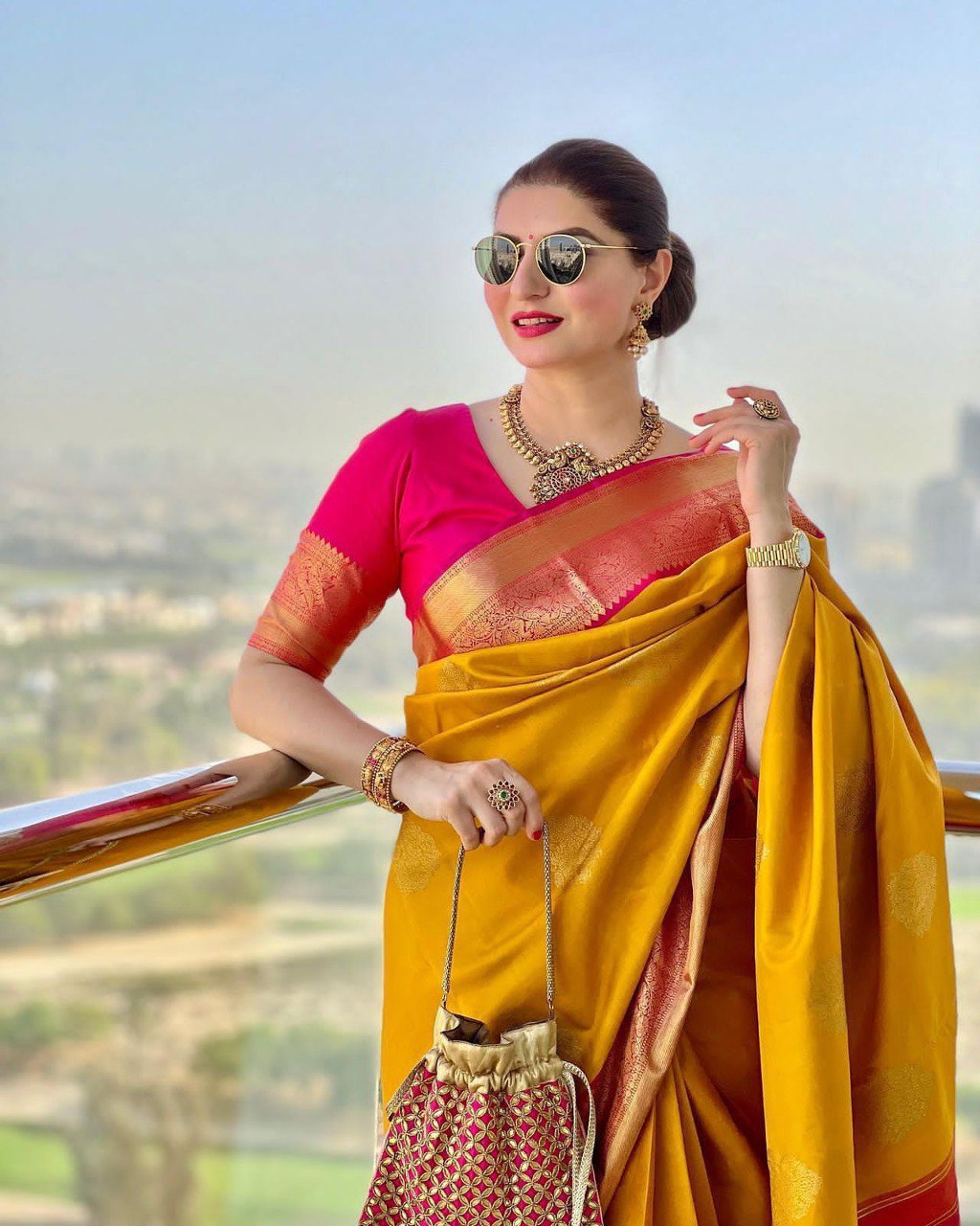 Banarasi woven yellow SILK SAREE