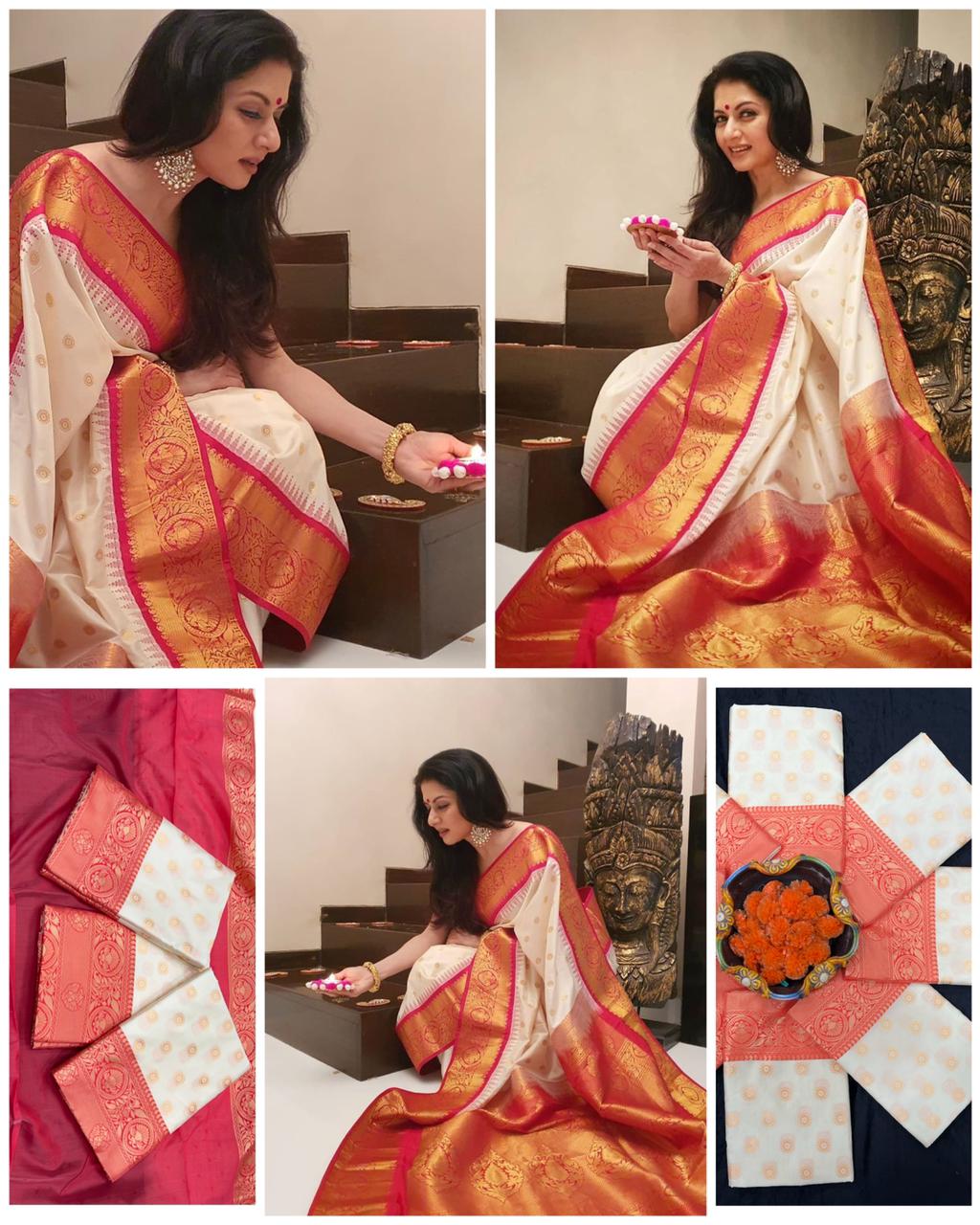 Ethinic Pocket Women's Soft Silk Jacquard Zari Weaving Saree