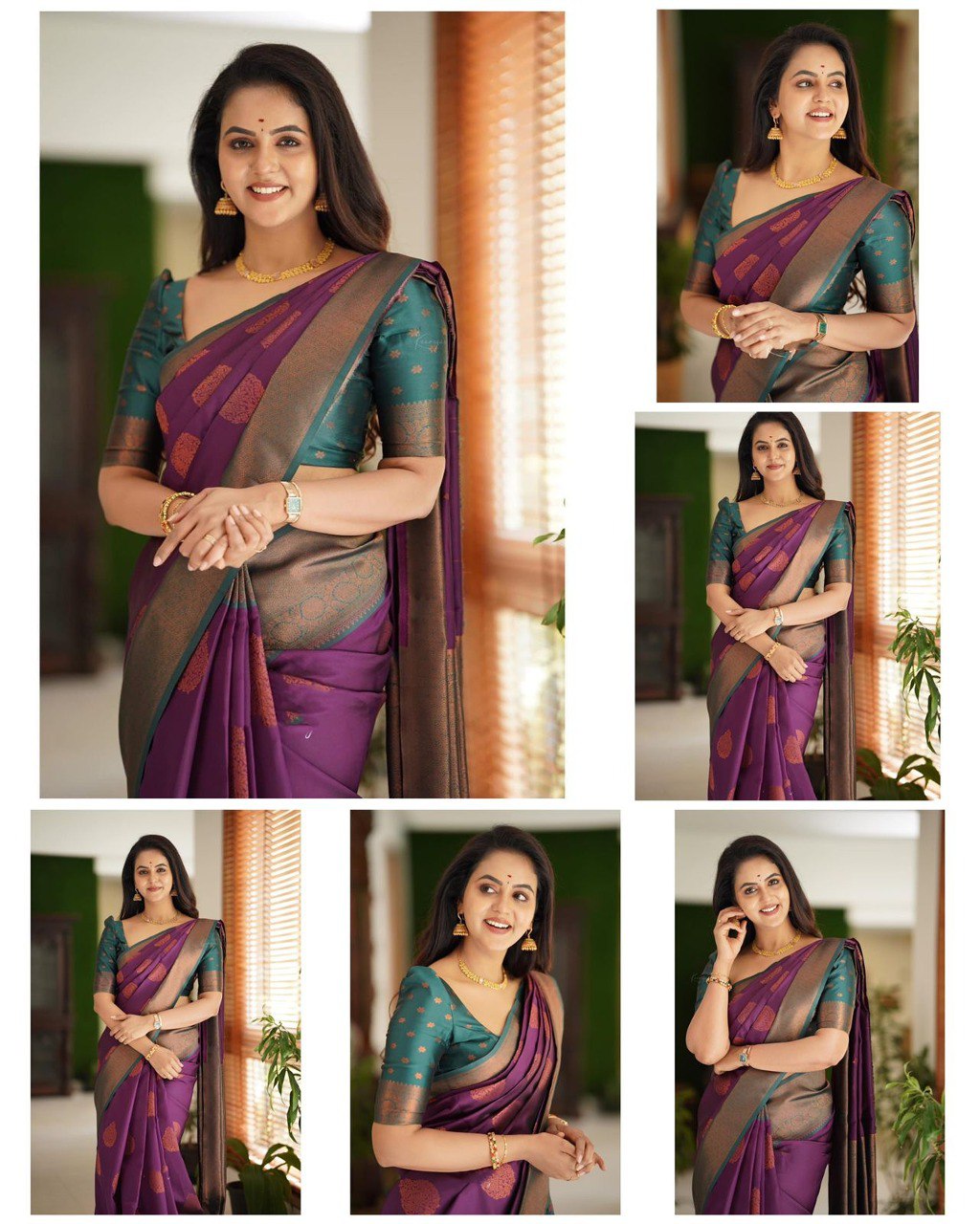 WINE Banarasi zari woven Silk Saree