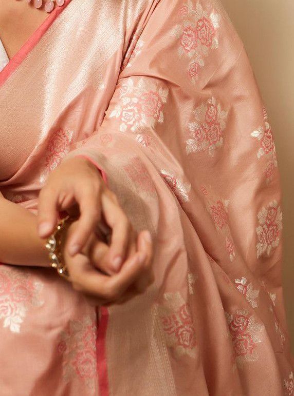 PEACH WHITE SAREE