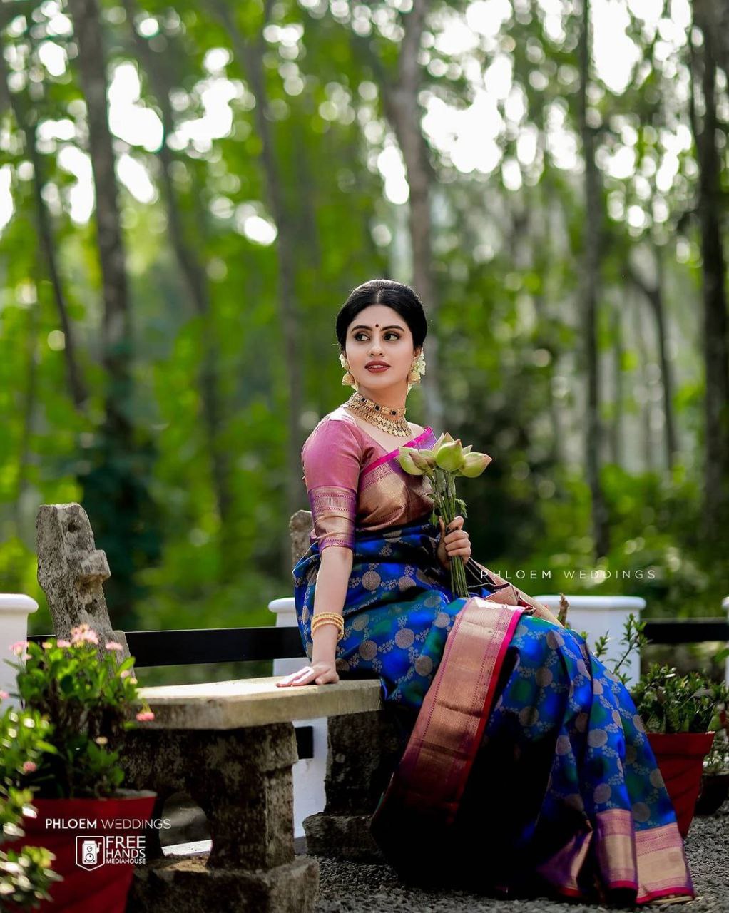 BLUE Banarasi zari woven SOFT SILK SAREE