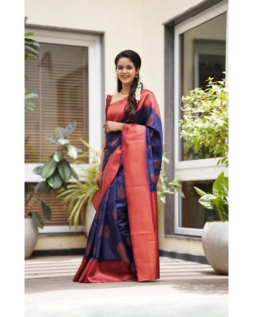 Banarasi zari woven BLUE EXCLUSIVE SILK SAREE