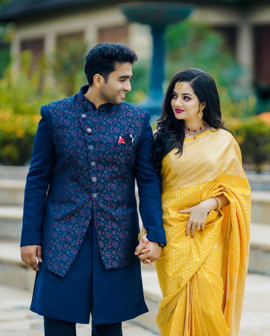 Yellow banarasi weaving silk saree
