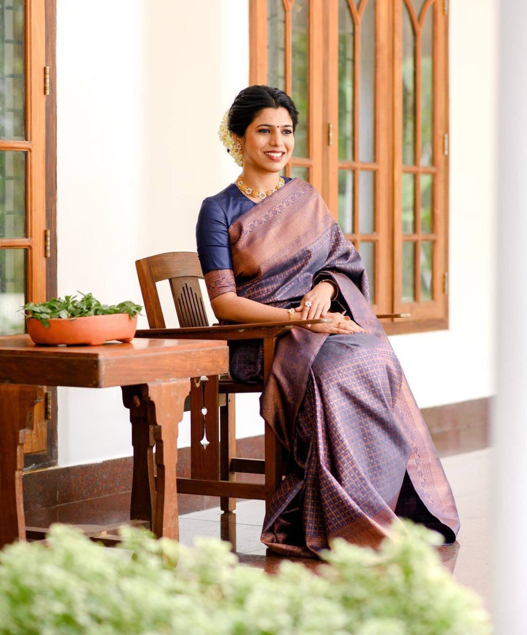Banarasi woven silk navy blue SAREE