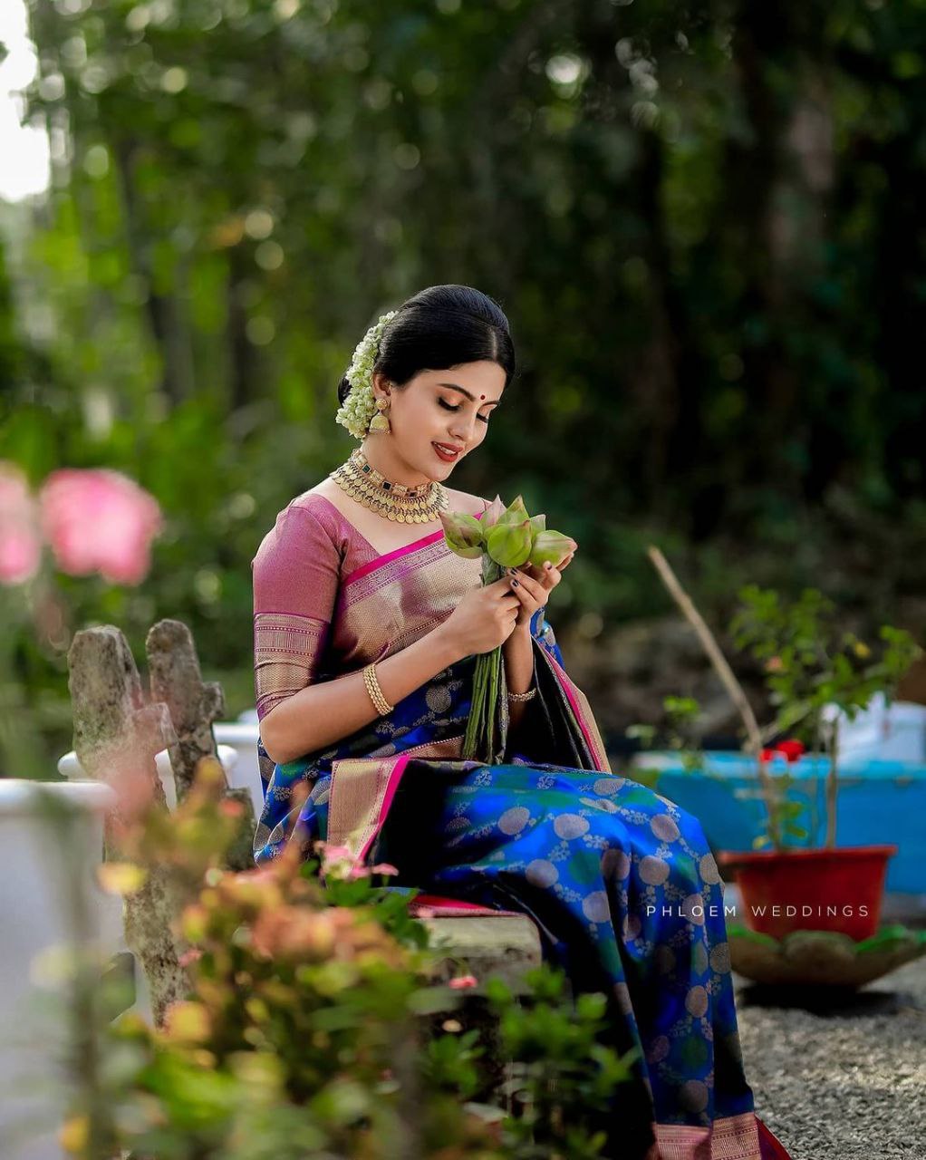 BLUE Banarasi zari woven SOFT SILK SAREE