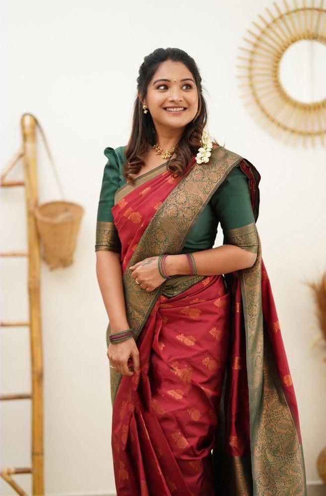 RED Banarasi zari woven Silk Saree