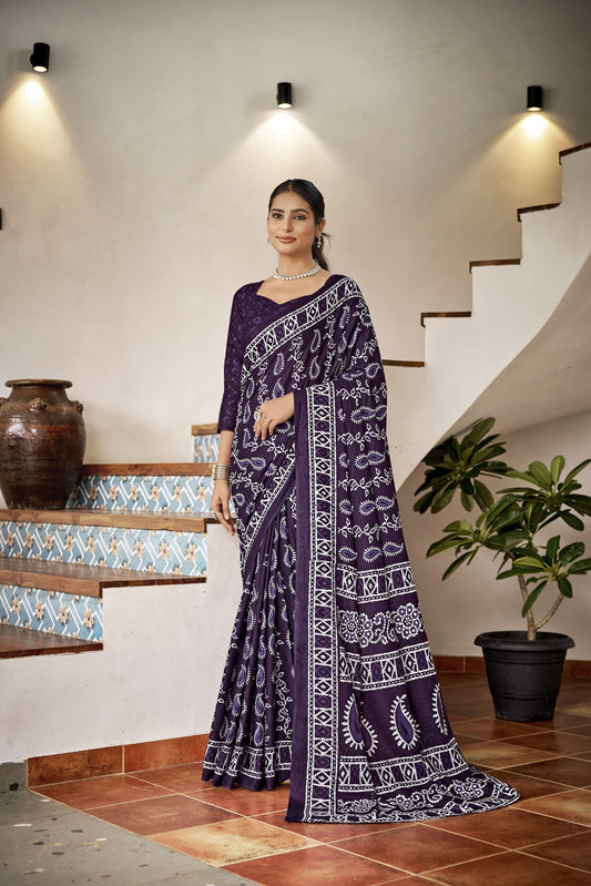 Handicraft Ladies Ikat Pure soft Cotton Sari With Blouse Piece