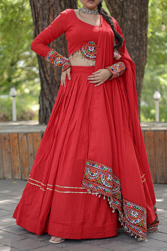 NEW DESIGNER NAVARATRI COLLECTION RED COLOUR LEHNGA CHOLI