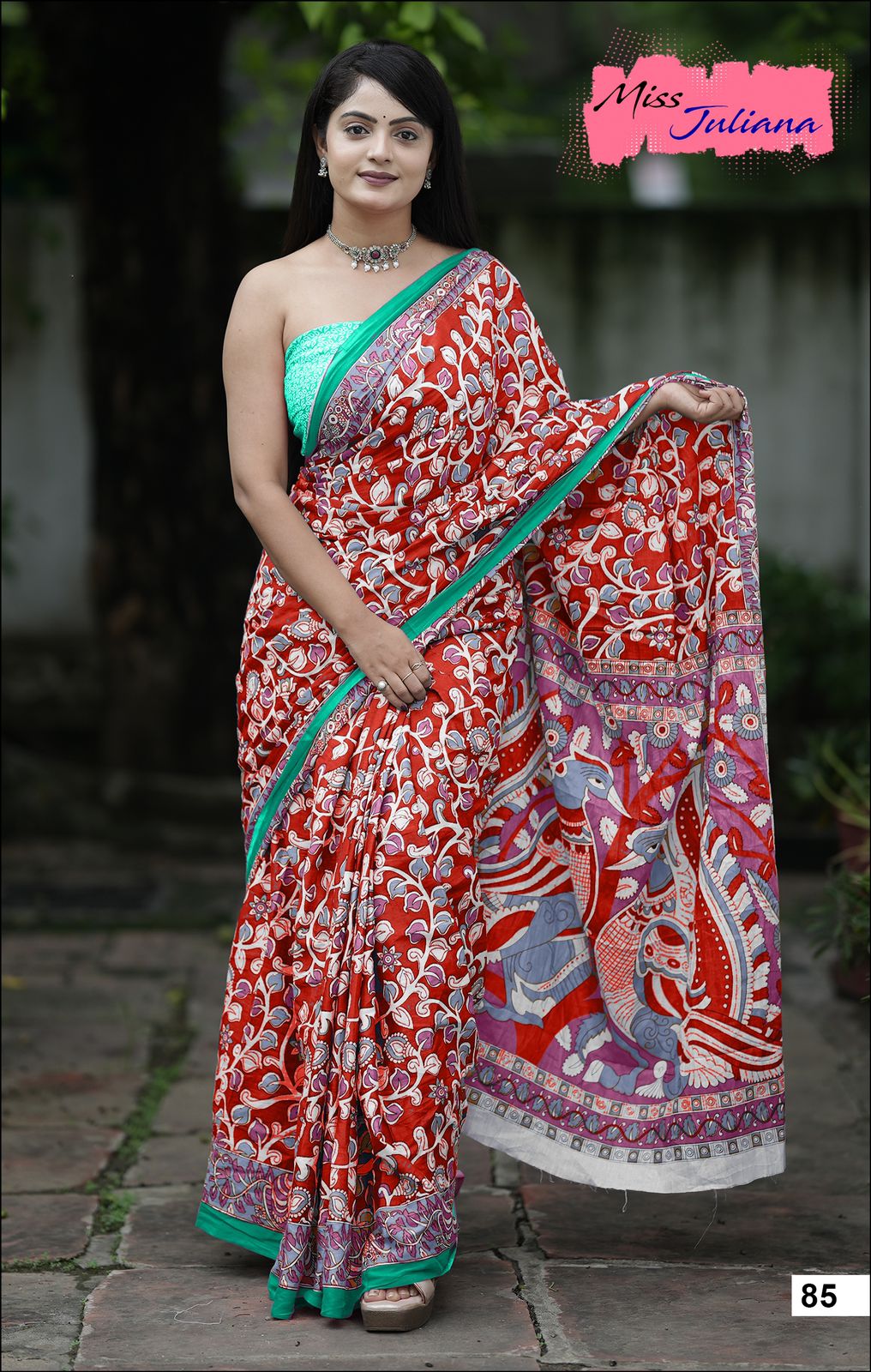 Handicraft Ladies Ikat Print Pure soft Cotton Sari With Blouse Piece