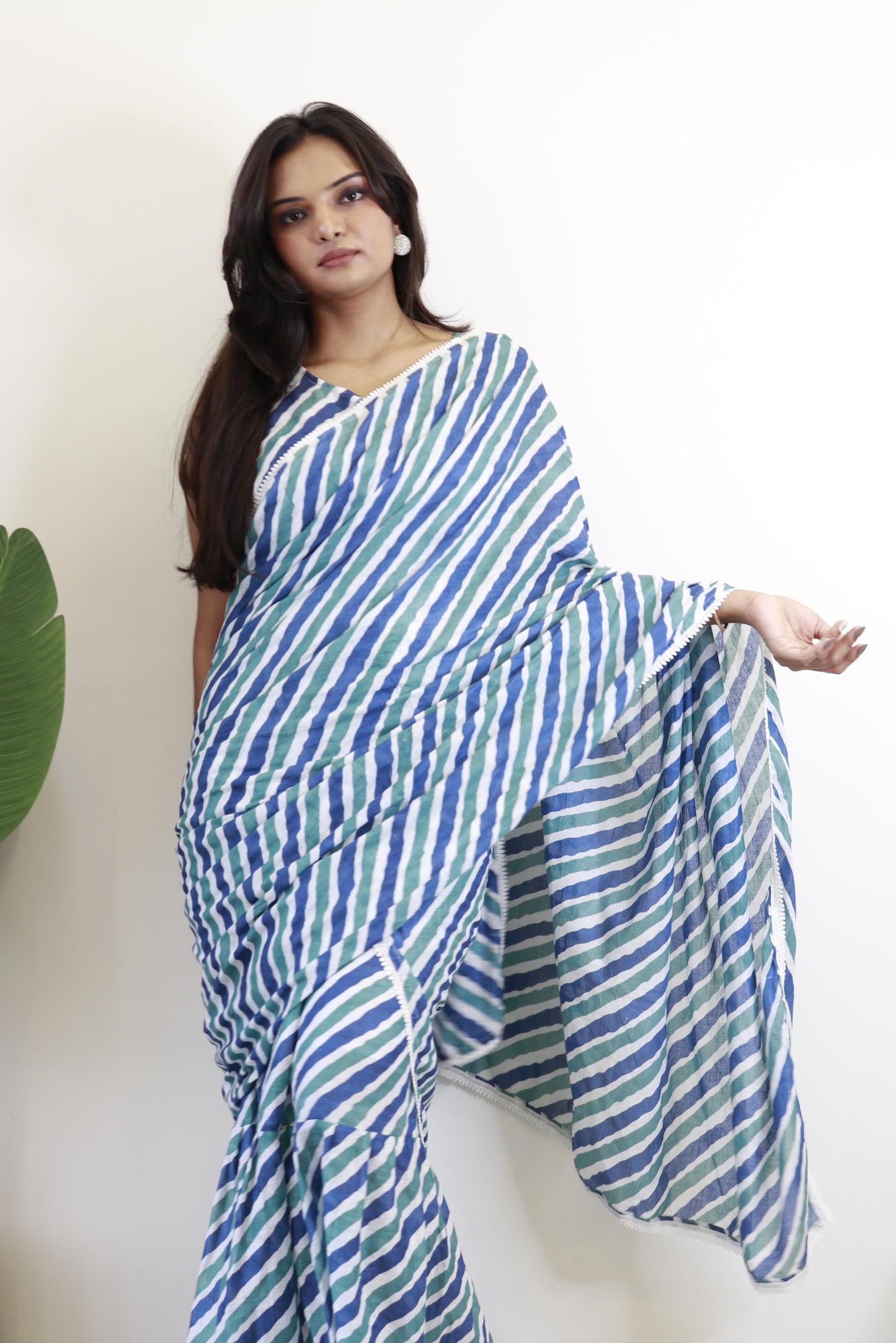 NEW ONE PURE LEHRIYA COTTON GOWN-SAREE