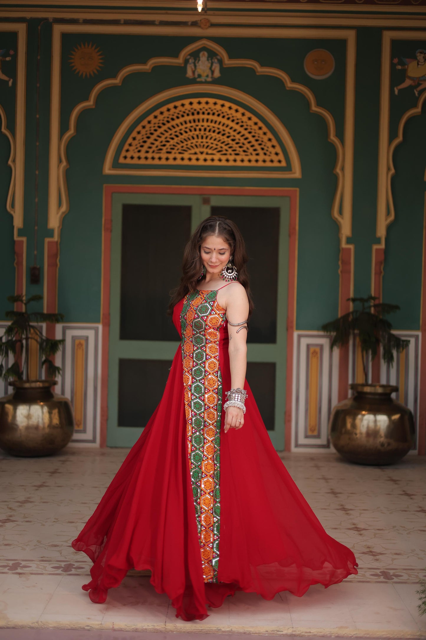 BEAUTIFUL NAVARATRI GOWN WITH KUTCHI GAMTHI WORK COLLECTION 2024