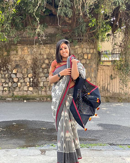 Handicraft Ladies Hand Block Print Pure soft Cotton Sari With Blouse Piece