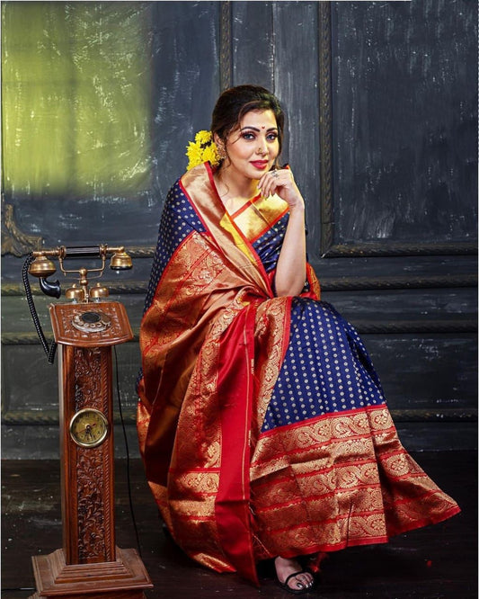 Ethinic Pocket Soft Silk Jacquard Zari Weaving Saree