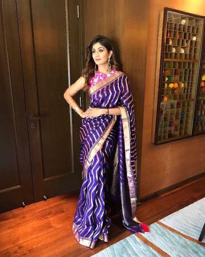 Ethinic Pocket Beautiful Soft Silk Saree With Jacquard Zari Weaving.