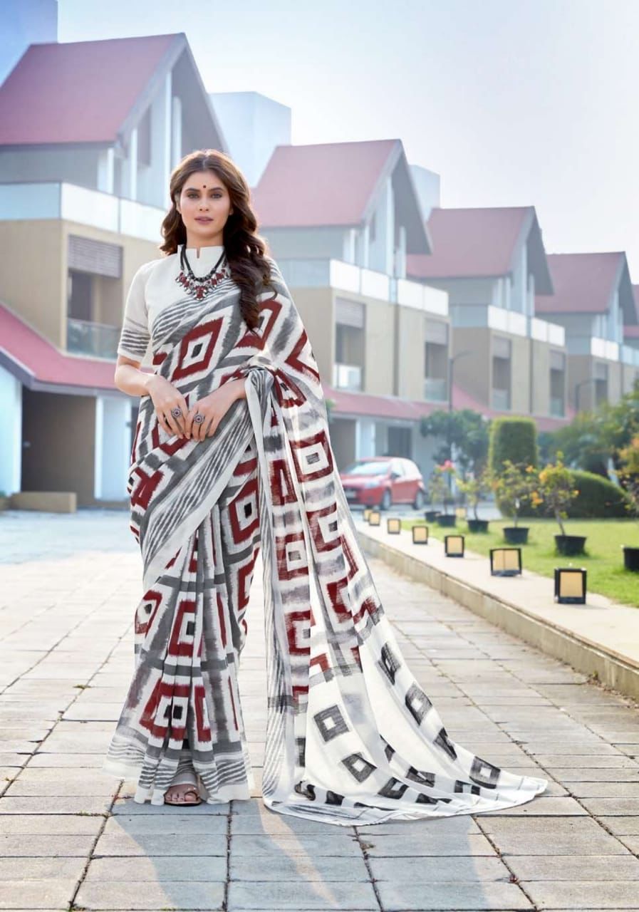 Handicraft Ladies Ikat Pure soft Cotton Sari With Blouse Piece Summer cool