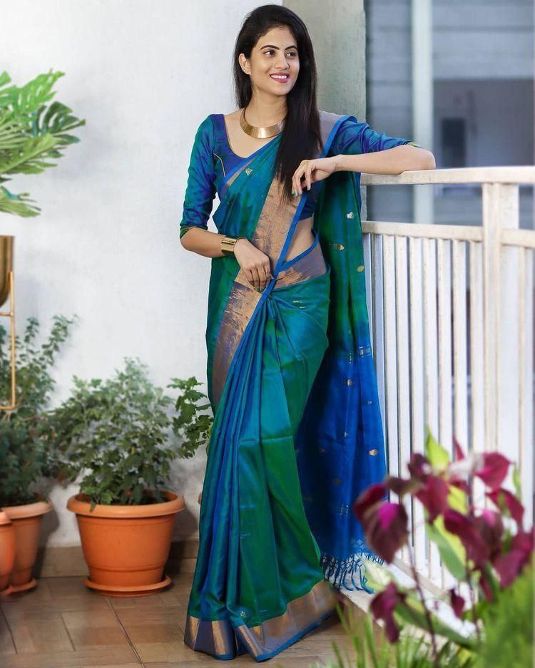 BLUE Banarasi  zari  woven SOFT  SILK SAREE