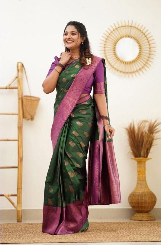 GREEN Banarasi  zari  woven Silk Saree