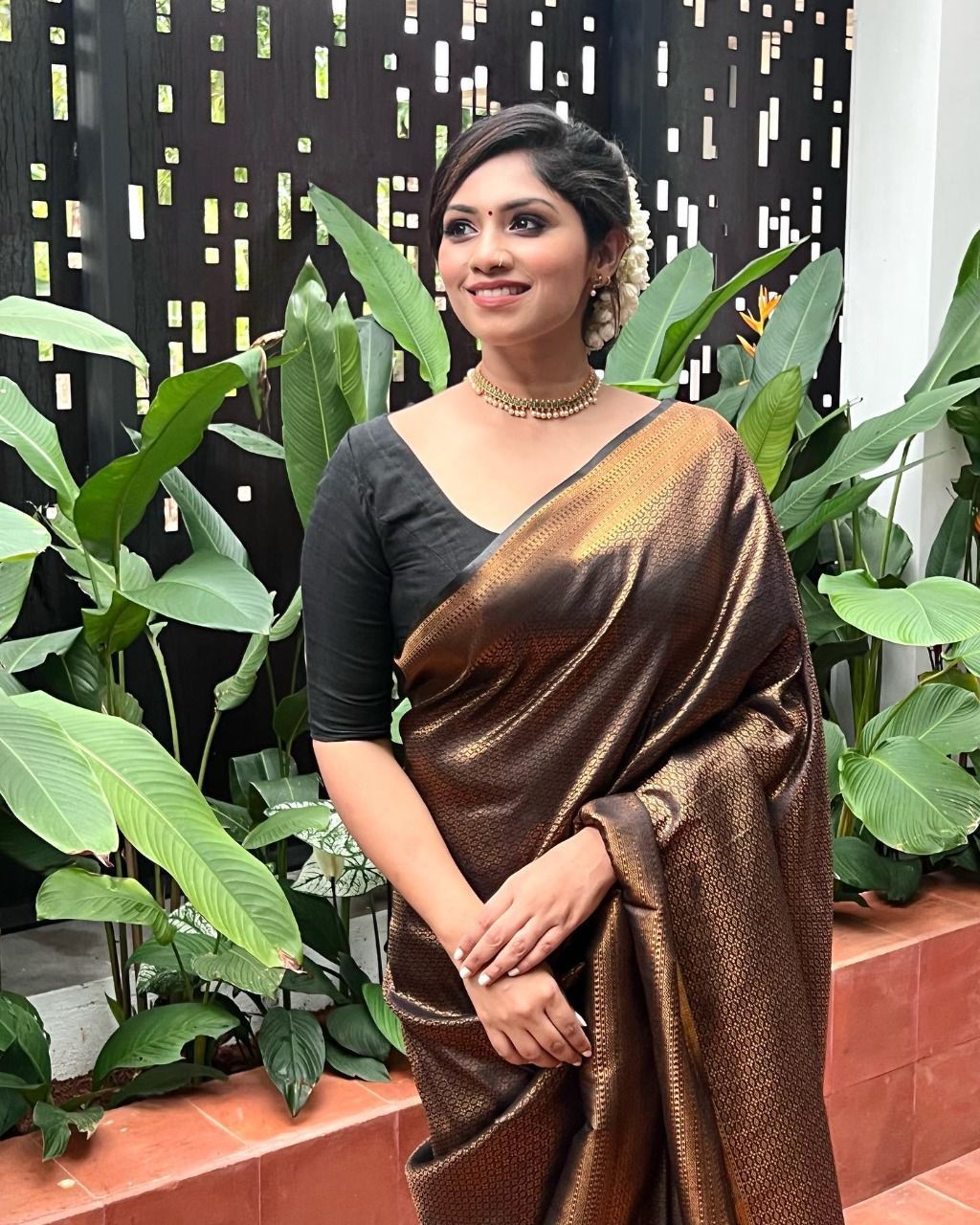 Banarasi zari  woven BLACK GOLDEN SAREE