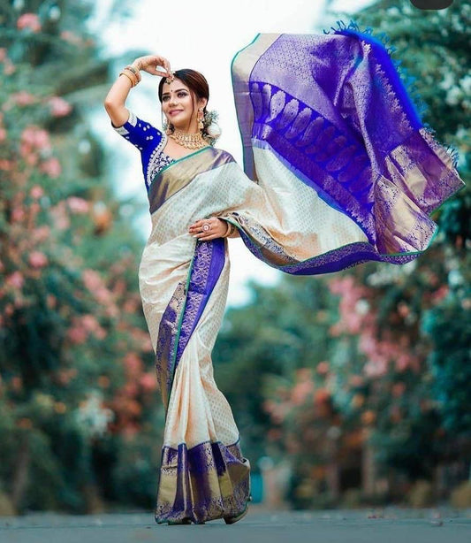 Ethinic Pocket Royal Look Soft Silk Jacquard Zari Weaving Saree.