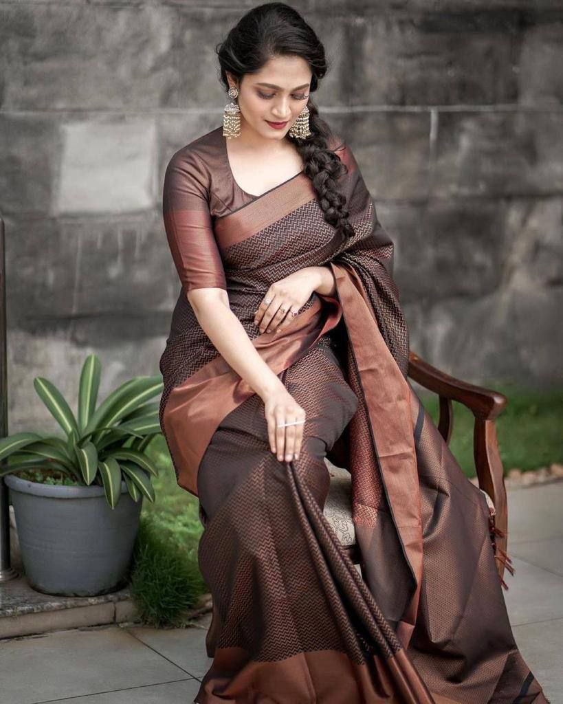 Banarasi copper zari  woven SOFT  SILK saree