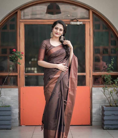 Banarasi copper zari  woven SOFT  SILK saree