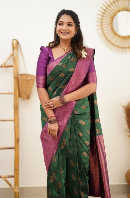 GREEN Banarasi  zari  woven Silk Saree