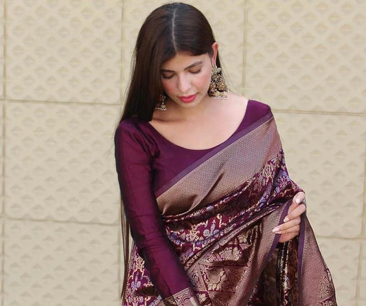 Ethinic Pocket Classy Soft Silk Saree With Jacquard Zari Weaving Work.