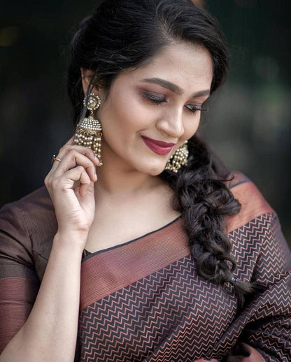 Banarasi copper zari  woven SOFT  SILK saree